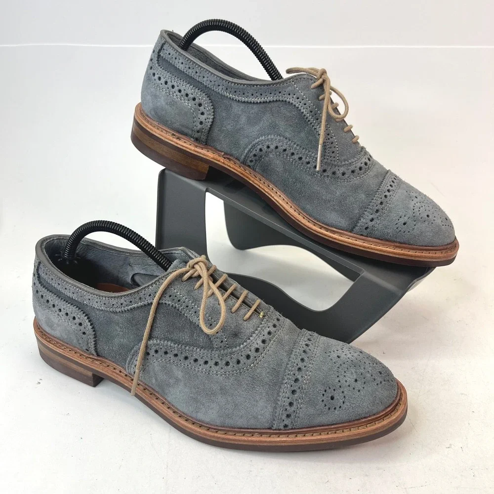 Allen Edmonds Strandmok Cap-toe Oxford‎ Suede Shoes Men 9D Grey